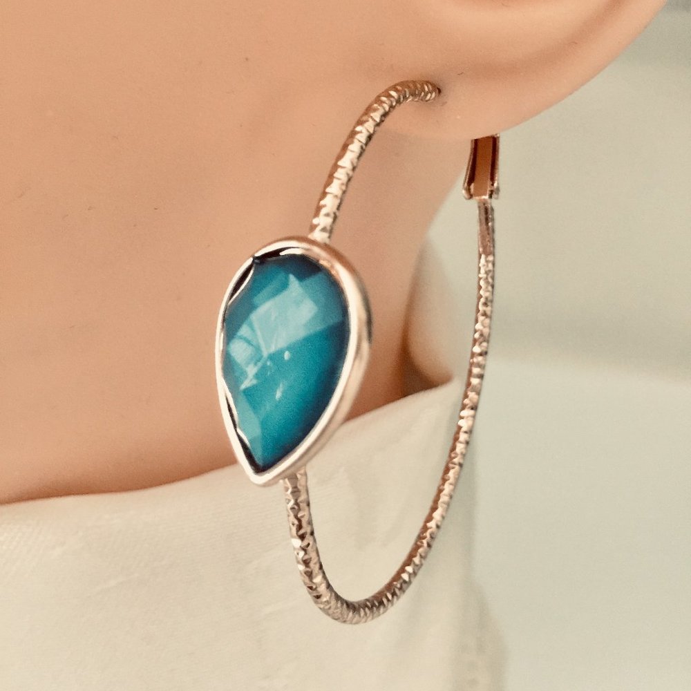 Turquoise / Gold Hoop Earring - Fashion Jewelry
